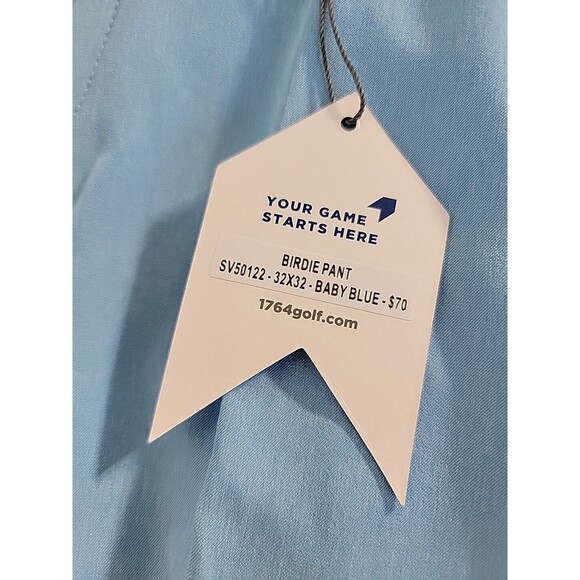 1764 Golf Pants Mens 32x32 Blue Flat Front Performance Stretch Casual Logo NEW - Picture 3 of 13